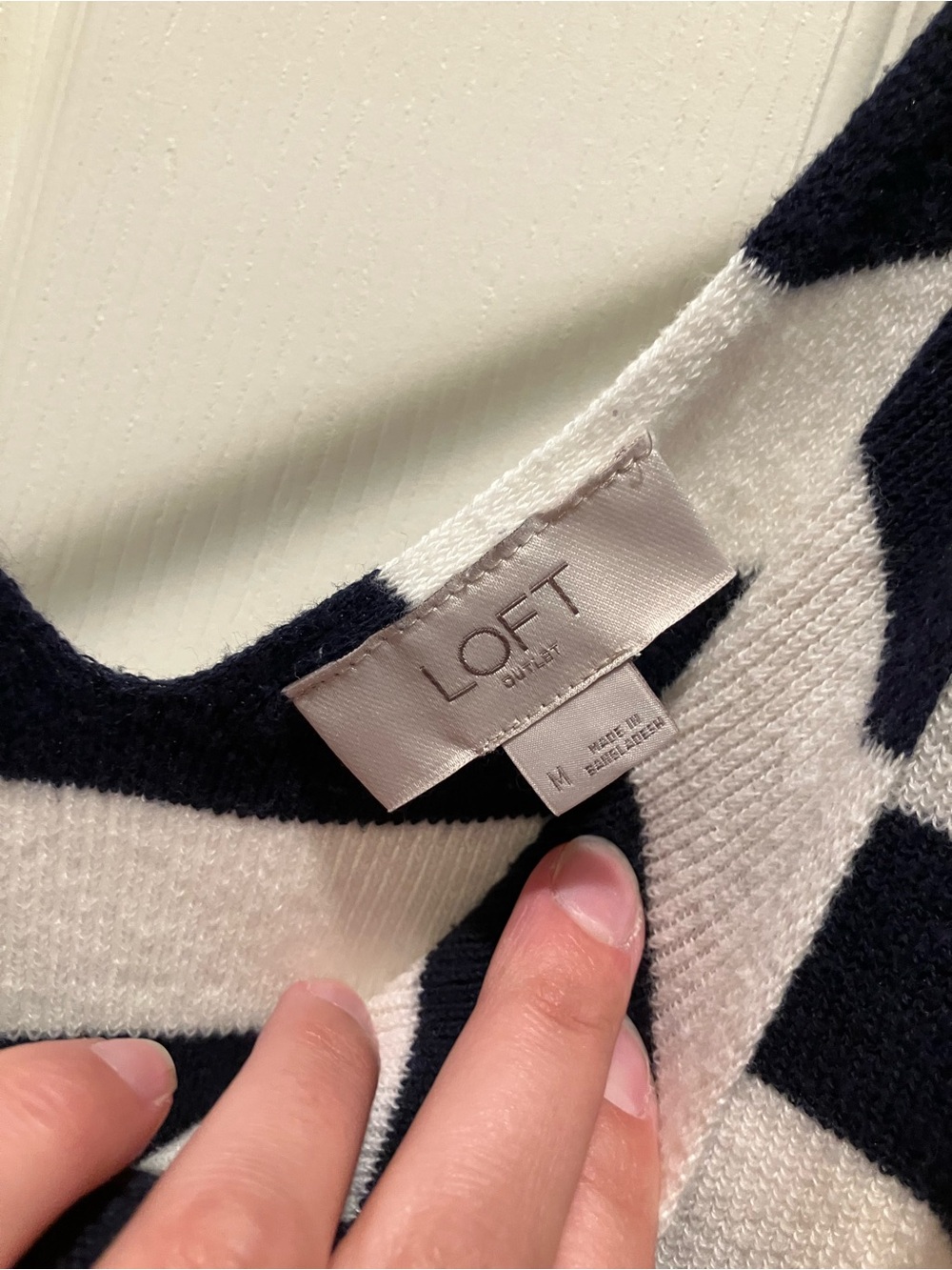 LOFT Navy and White Striped Tank Top